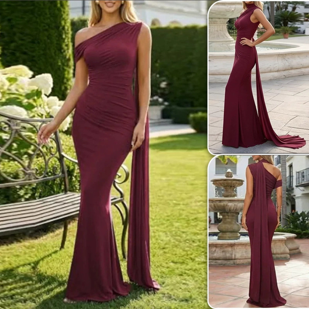 H&M Elegant One Shoulder Bodycon Dress with Sash Autumn Party